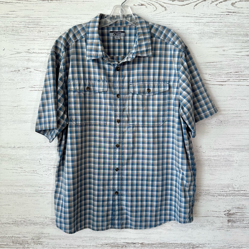 GANDER MOUNTAIN Guide Series Plaid Utility Short Sleeve Button Down Shirt XL